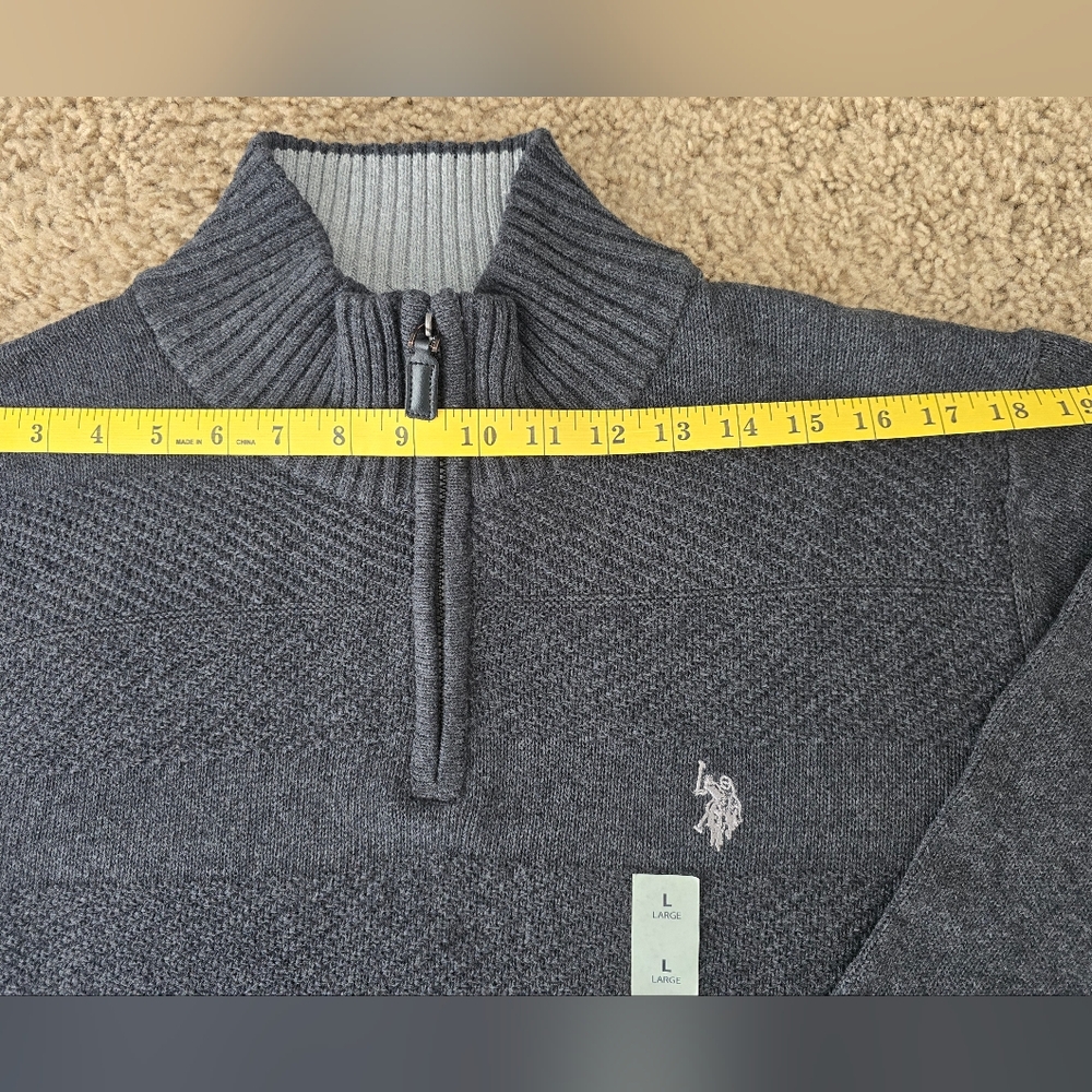 NWT Men's Gray Half-Zip Sweater Sz. L - Picture 5 of 9